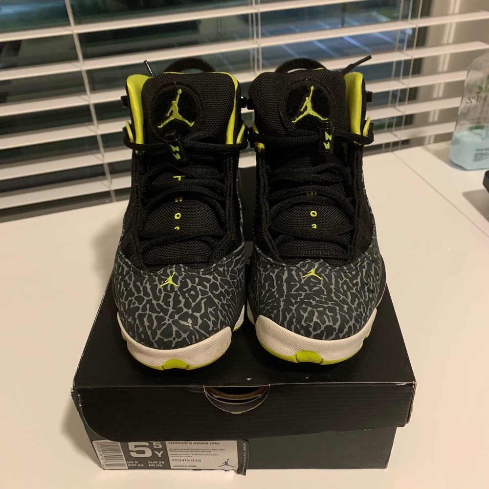 Jordan 6 Rings (GS 5.5Y=WMN 7) Black & Venom Green